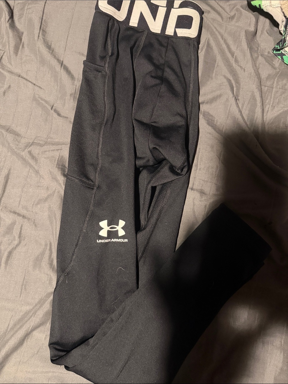 Under Armour Black Kids' Performance Leggings with White Logo
